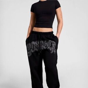 YOUNG LA Black Graphic Sweatpants